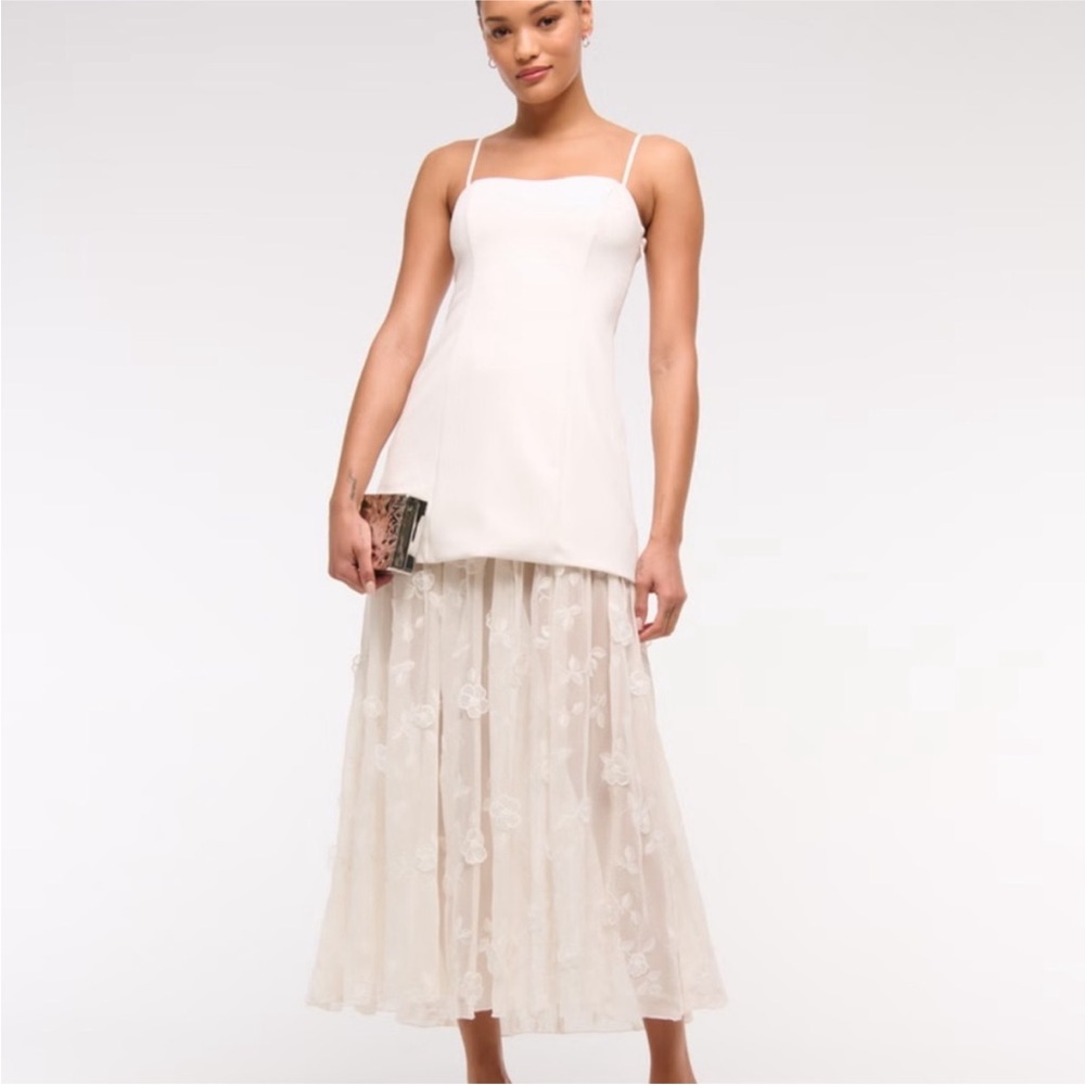 Abercrombie White Dress with Lacey Floral Skirt